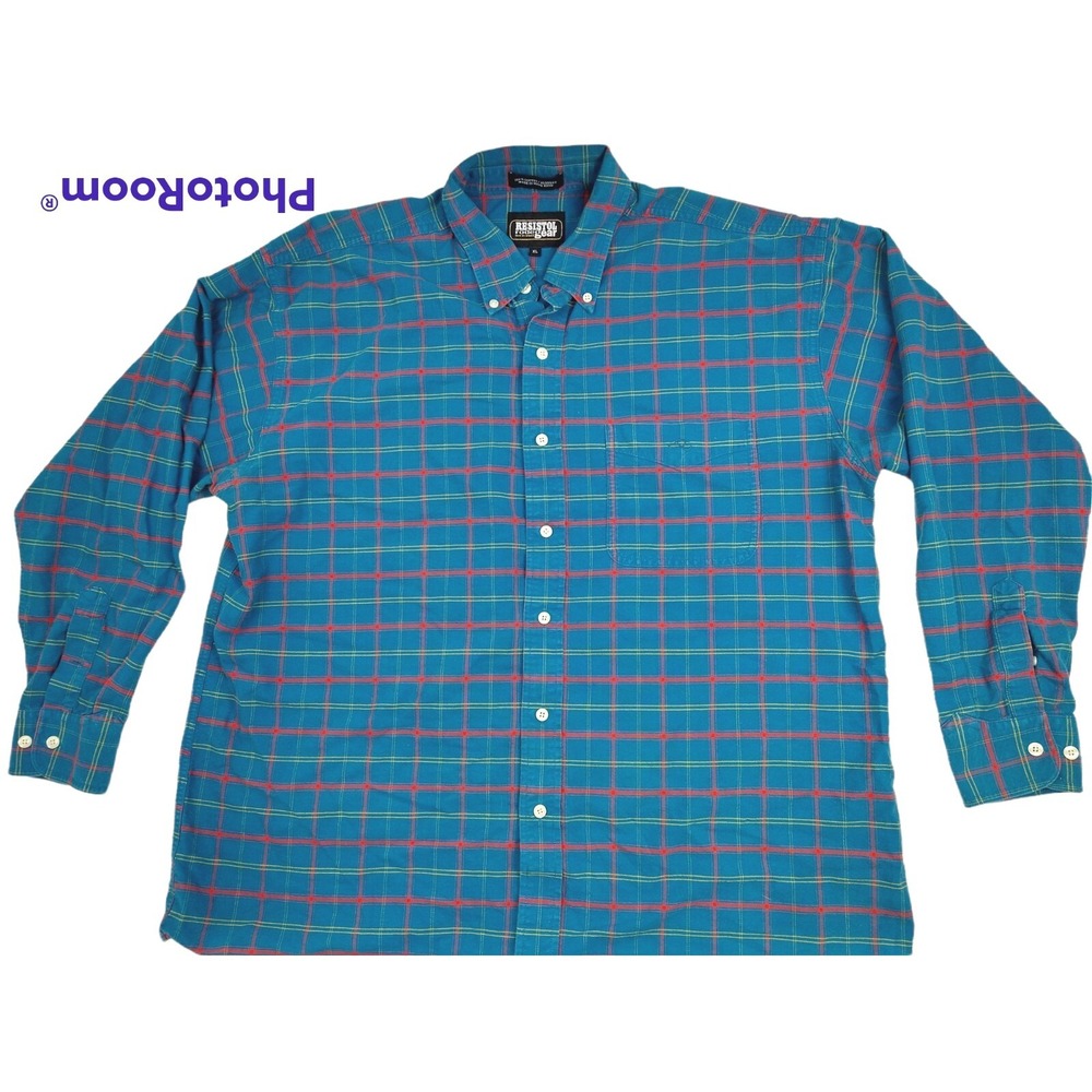 Resistol Rodeo Gear Men's Shirt Button 100% Cotton Blue‎ Plaid XL